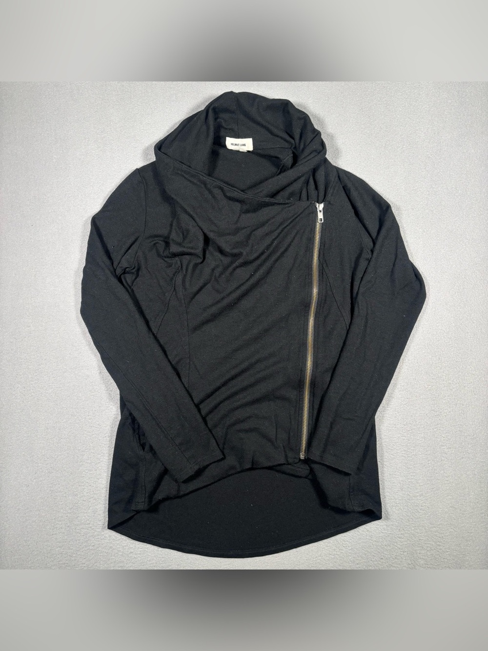Helmut Lang Asymmetrical Zip Up Cardigan Jacket Women’s Medium Black Wool